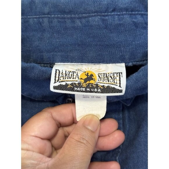 Vintage Dakota Sunset Chambray Western Long Sleeve Button Down Striped USA XL - Picture 4 of 10